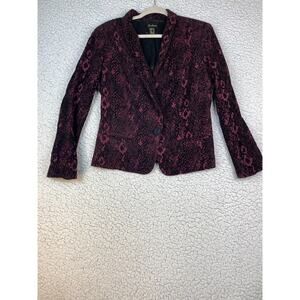 Cartise Women's Size 10 Blazer Red Black Fitted Jacket Boho Chic Classic